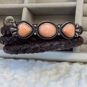 Carolyn Pollack Sterling Silver Braided Cuff with Pink Gemstones